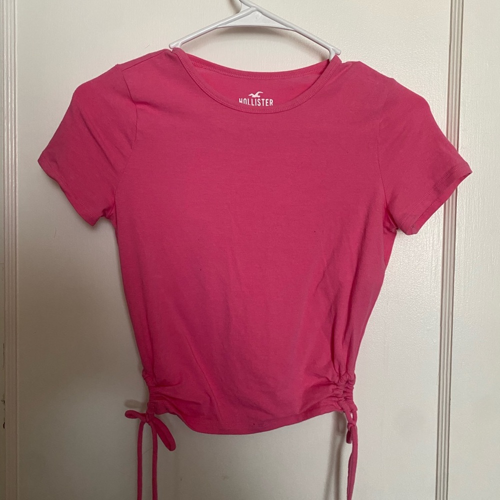Hollister cinched baby tee, hot pink, size small